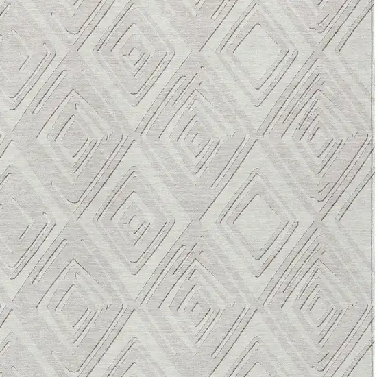 Ivory And Beige Geometric Washable Indoor Outdoor Area Rug Photo 6