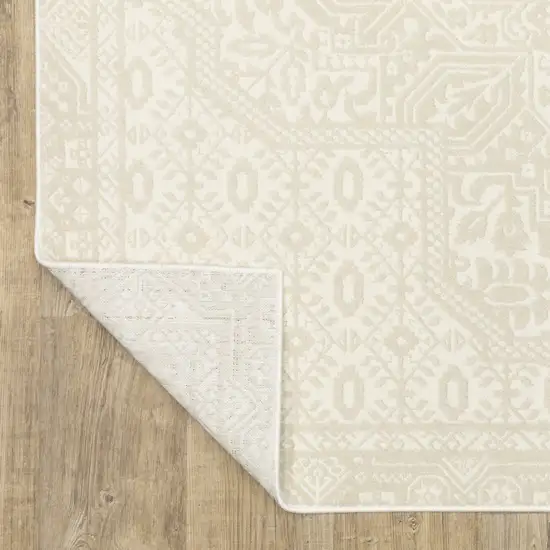 Ivory And Beige Medallion Area Rug Photo 9