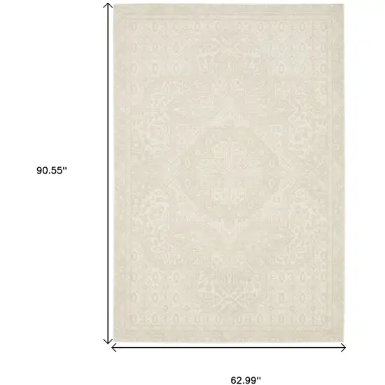 Ivory And Beige Medallion Area Rug Photo 3