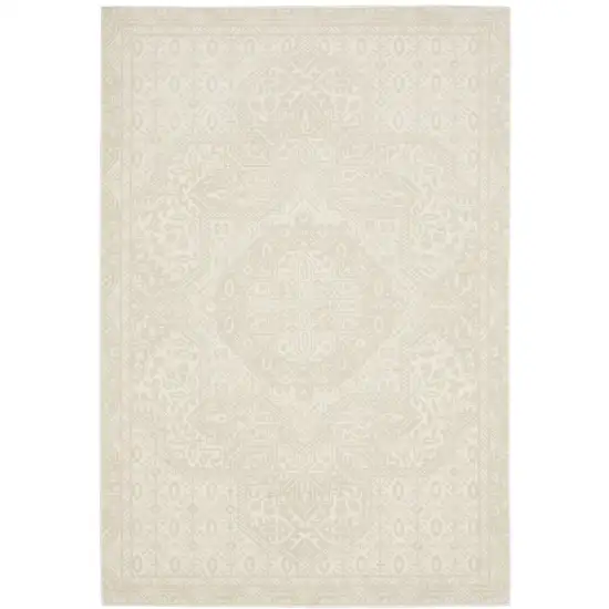 Ivory And Beige Medallion Area Rug Photo 4