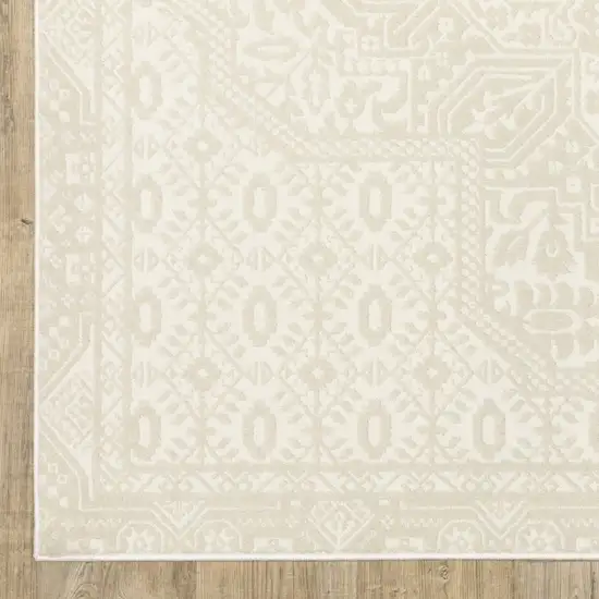 Ivory And Beige Medallion Area Rug Photo 5