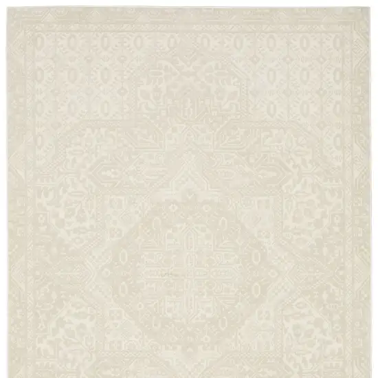 Ivory And Beige Medallion Area Rug Photo 4