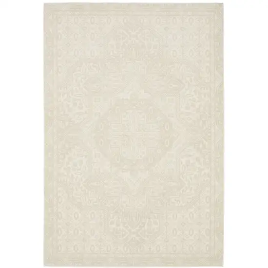 Ivory And Beige Medallion Area Rug Photo 2