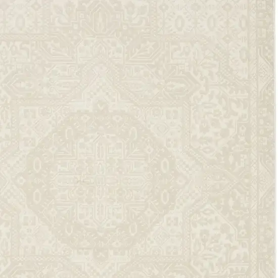 Ivory And Beige Medallion Area Rug Photo 6