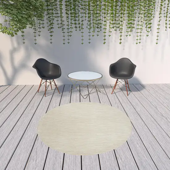 Ivory And Beige Round Non Skid Indoor Outdoor Area Rug Photo 2