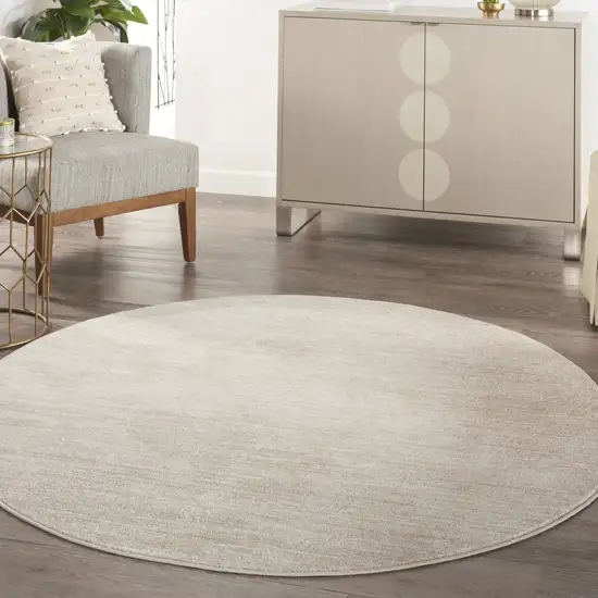 Ivory And Beige Round Non Skid Indoor Outdoor Area Rug Photo 6