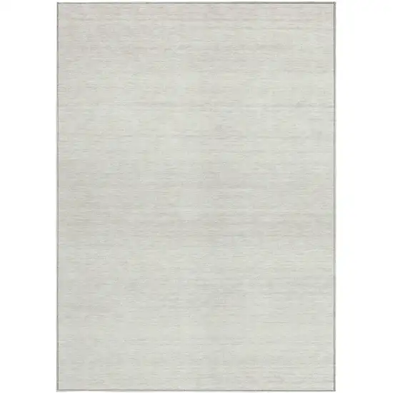 Ivory And Beige Striped Washable Indoor Outdoor Area Rug Photo 7