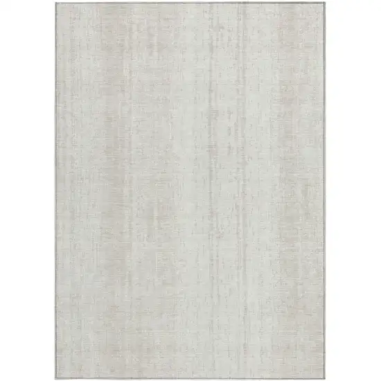 Ivory And Beige Striped Washable Indoor Outdoor Area Rug Photo 6