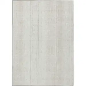 Photo of Ivory And Beige Striped Washable Indoor Outdoor Area Rug