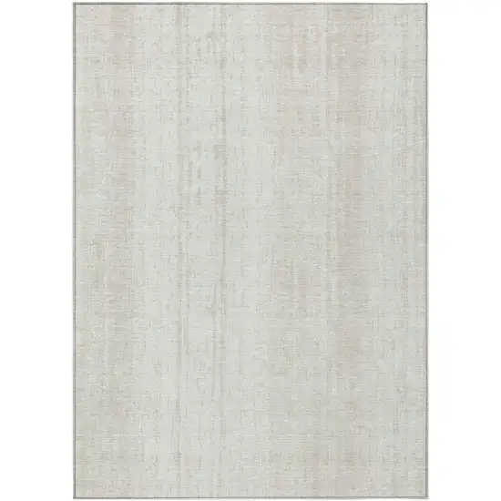 Ivory And Beige Striped Washable Indoor Outdoor Area Rug Photo 2