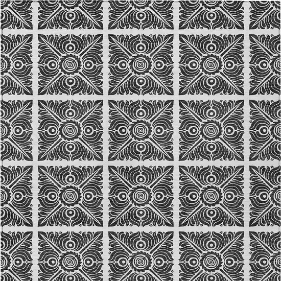 Ivory And Black Medallion Washable Indoor Outdoor Area Rug Photo 6