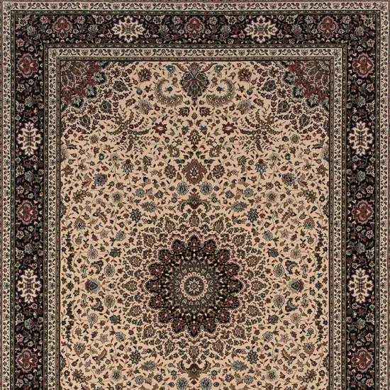 Ivory And Black Oriental Area Rug Photo 5