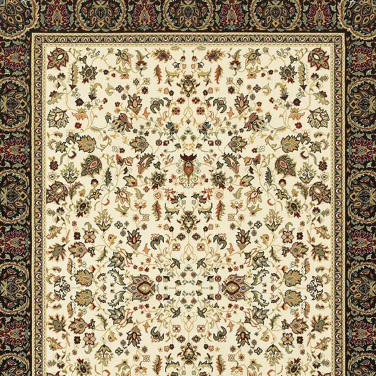 Ivory And Black Oriental Power Loom Stain Resistant Area Rug Photo 4