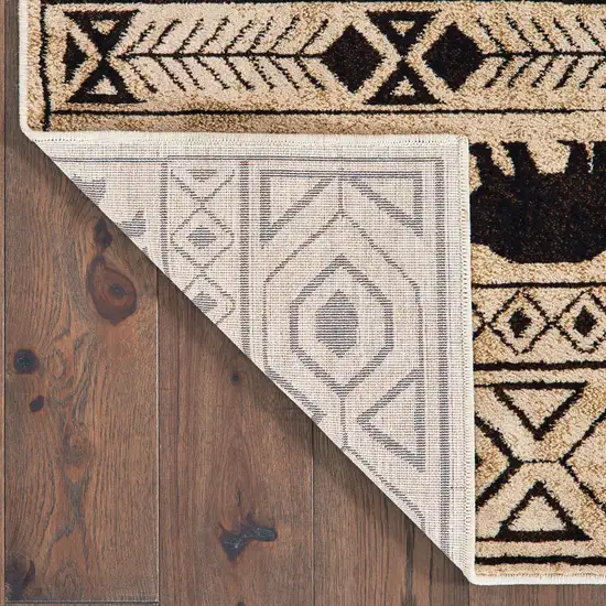 Ivory And Black Southwestern Power Loom Stain Resistant Area Rug Photo 4