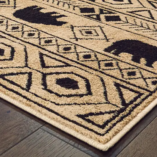 Ivory And Black Southwestern Power Loom Stain Resistant Area Rug Photo 3