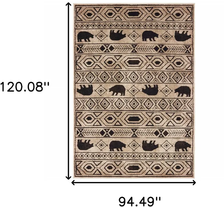 Ivory And Black Southwestern Power Loom Stain Resistant Area Rug Photo 5