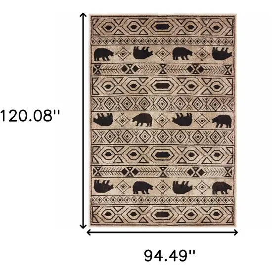 Ivory And Black Southwestern Power Loom Stain Resistant Area Rug Photo 5