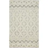Photo of Ivory And Black Wool Geometric Tufted Handmade Stain Resistant Area Rug
