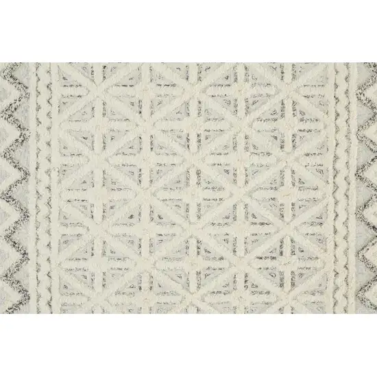 Ivory And Black Wool Geometric Tufted Handmade Stain Resistant Area Rug Photo 5