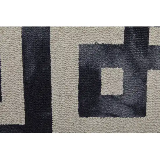 Ivory And Black Wool Tufted Handmade Area Rug Photo 5