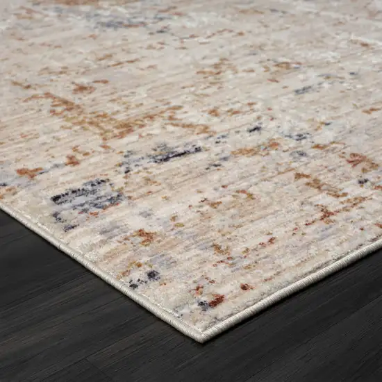 Ivory And Blue Abstract Area Rug Photo 4