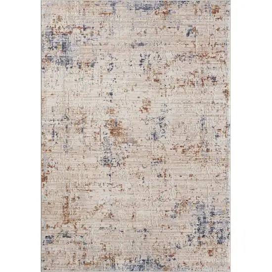 Ivory And Blue Abstract Area Rug Photo 1