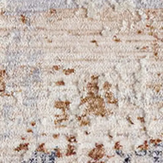 Ivory And Blue Abstract Area Rug Photo 3