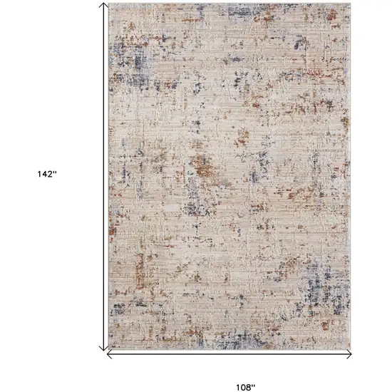 Ivory And Blue Abstract Area Rug Photo 5