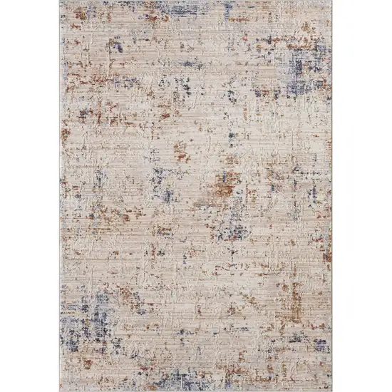 Ivory And Blue Abstract Area Rug Photo 2