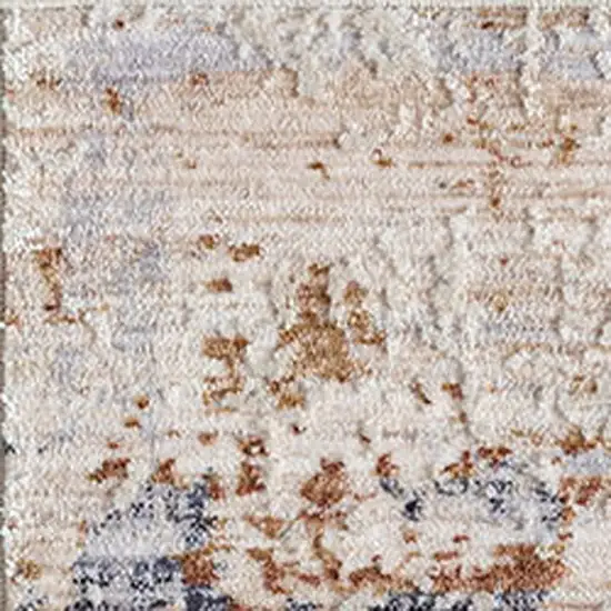 Ivory And Blue Abstract Area Rug Photo 4