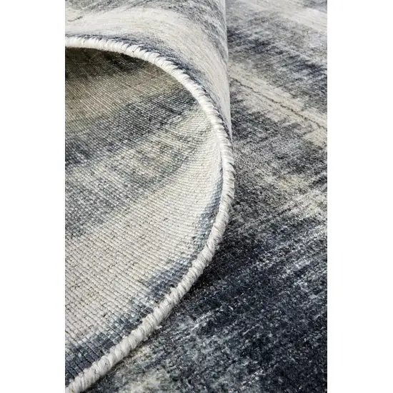 Ivory And Blue Abstract Hand Woven Area Rug Photo 5