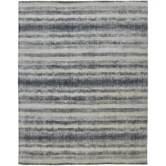 Ivory And Blue Abstract Hand Woven Area Rug Photo 5