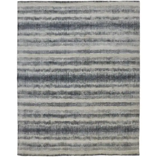 Ivory And Blue Abstract Hand Woven Area Rug Photo 1