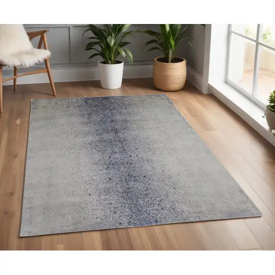 Ivory and Blue Abstract Power Loom Non Skid Area Rug Photo 1