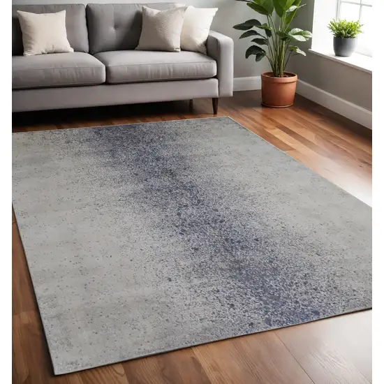 Ivory and Blue Abstract Power Loom Non Skid Area Rug Photo 1