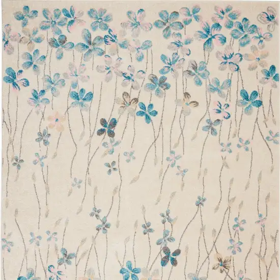 Ivory And Blue Floral Area Rug Photo 7