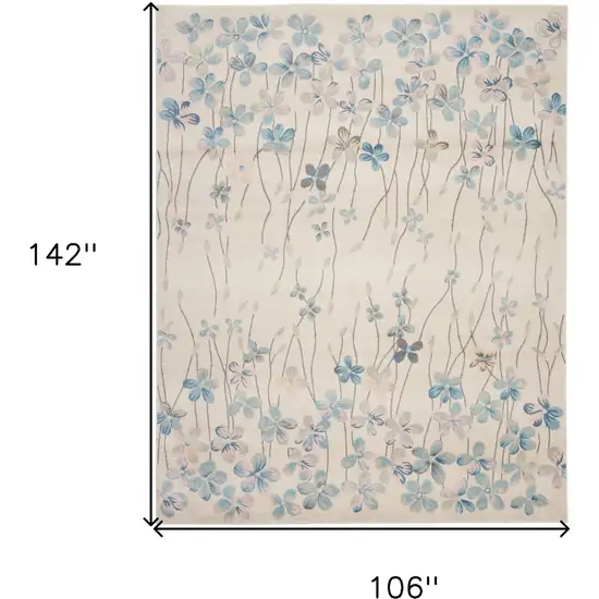 Ivory And Blue Floral Area Rug Photo 3