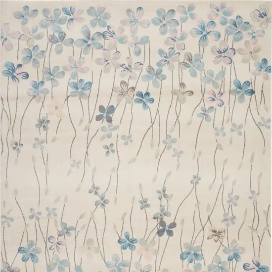 Ivory And Blue Floral Area Rug Photo 8