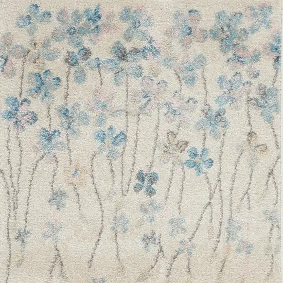 Ivory And Blue Floral Area Rug Photo 8