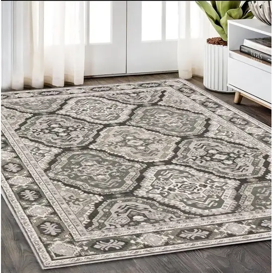 Ivory And Blue Medallion Area Rug Photo 1