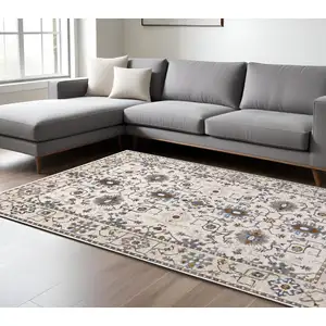 Photo of Ivory And Blue Oriental Area Rug