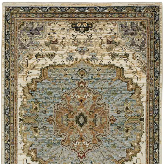 Ivory And Blue Oriental Area Rug Photo 5