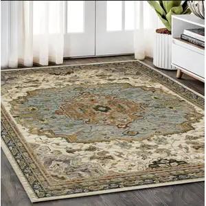 Photo of Ivory And Blue Oriental Area Rug