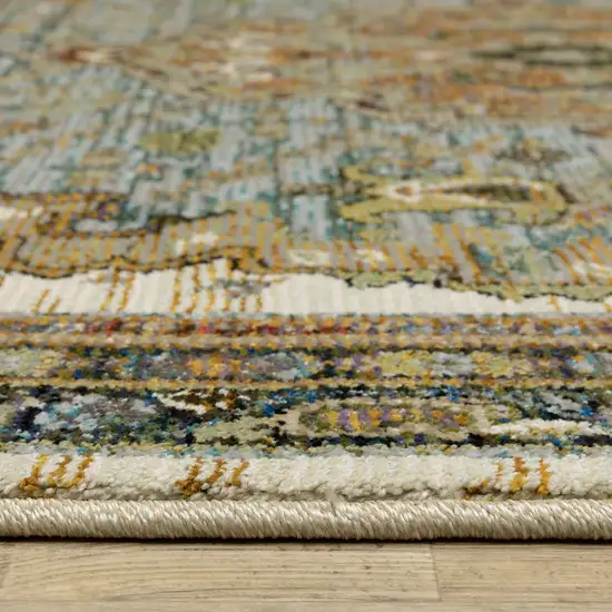 Ivory And Blue Oriental Area Rug Photo 9