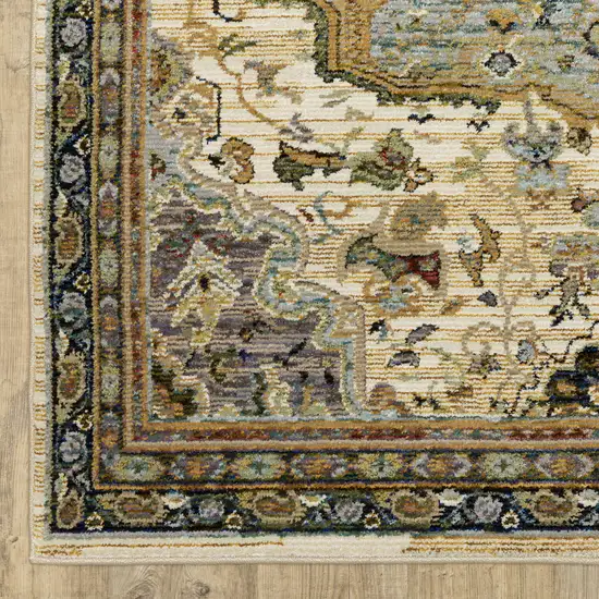 Ivory And Blue Oriental Area Rug Photo 4