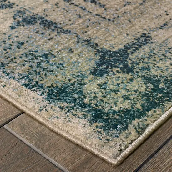 Ivory And Blue Oriental Area Rug Photo 6