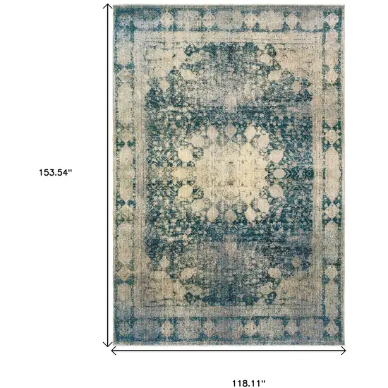 Ivory And Blue Oriental Area Rug Photo 3