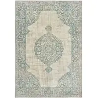 Photo of Ivory And Blue Oriental Distressed Area Rug