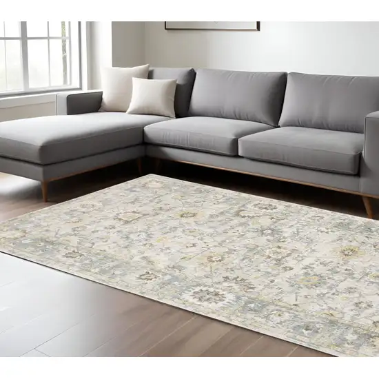 Ivory And Blue Oriental Hand Tufted Area Rug Photo 1