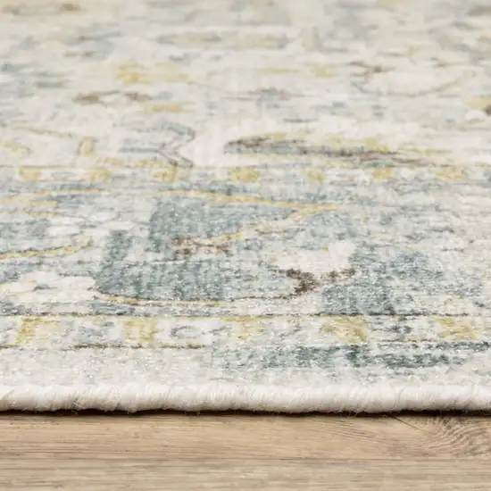 Ivory And Blue Oriental Hand Tufted Area Rug Photo 6